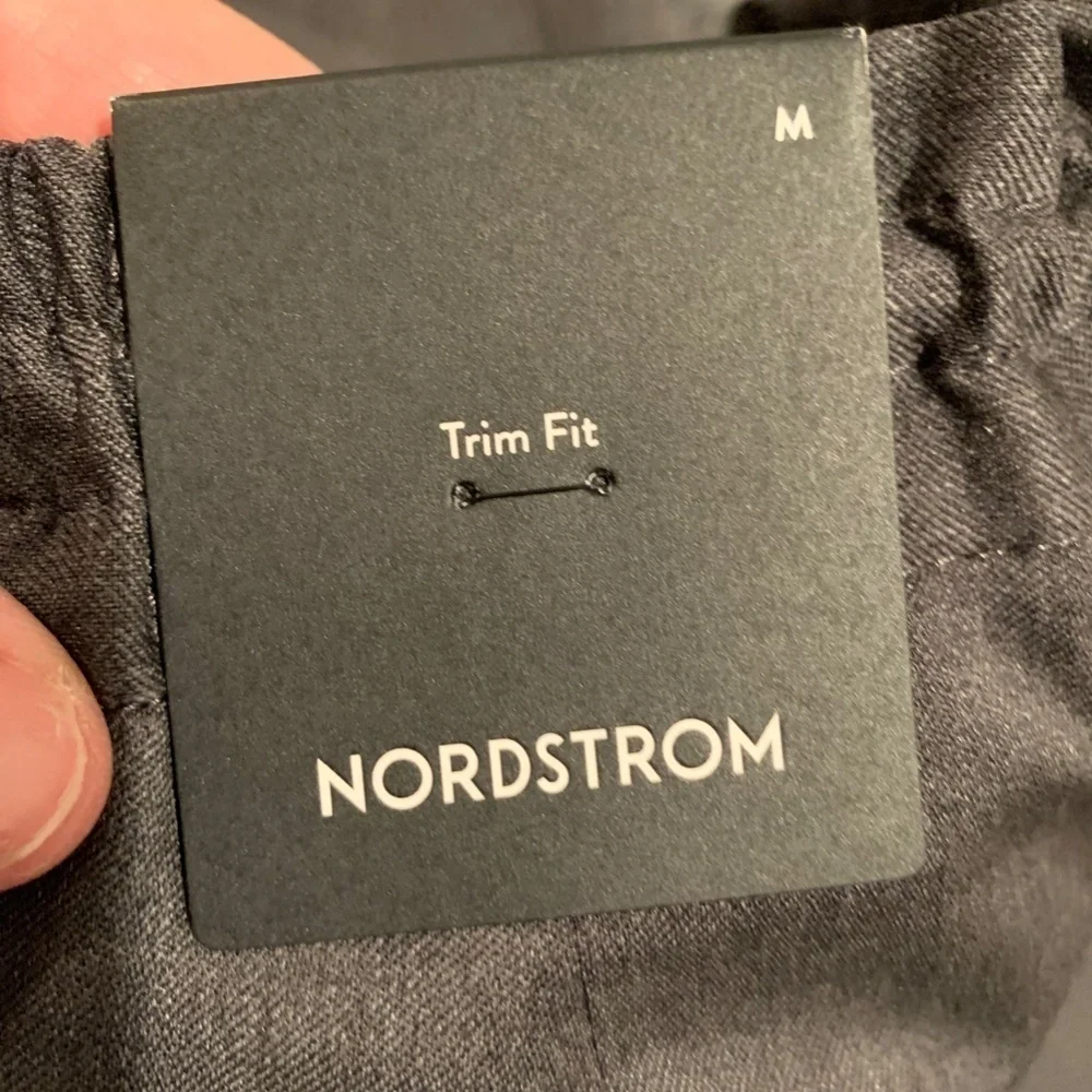 Nordstrom Men's Verona Elastic Waist Wool Trousers Grey Medium NWT